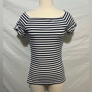 NWT WHBM Nautical Square Neck Top with Silver Button Detailing